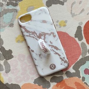 iPhone 7 loopy case - rose gold and white Marble